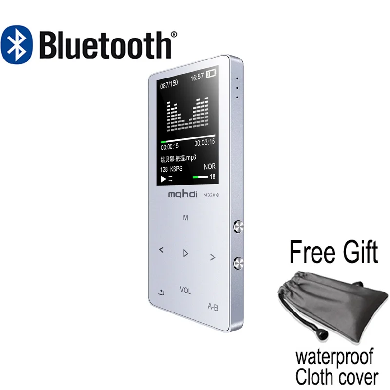 Металлический Bluetooth MP3 плеер без потерь HiFi MP3 музыкальный плеер с высококачественным звуком динамик электронная книга FM радио часы - Цвет: Silver with bluetoot