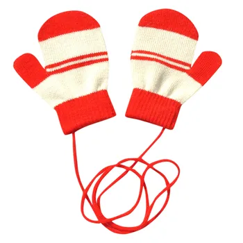 

Winter Warm Multicolor Striped Knitted Cute With String Gloves Cycling Climbing Outdoor Gloves Mittens Gloves For Toddler Kids