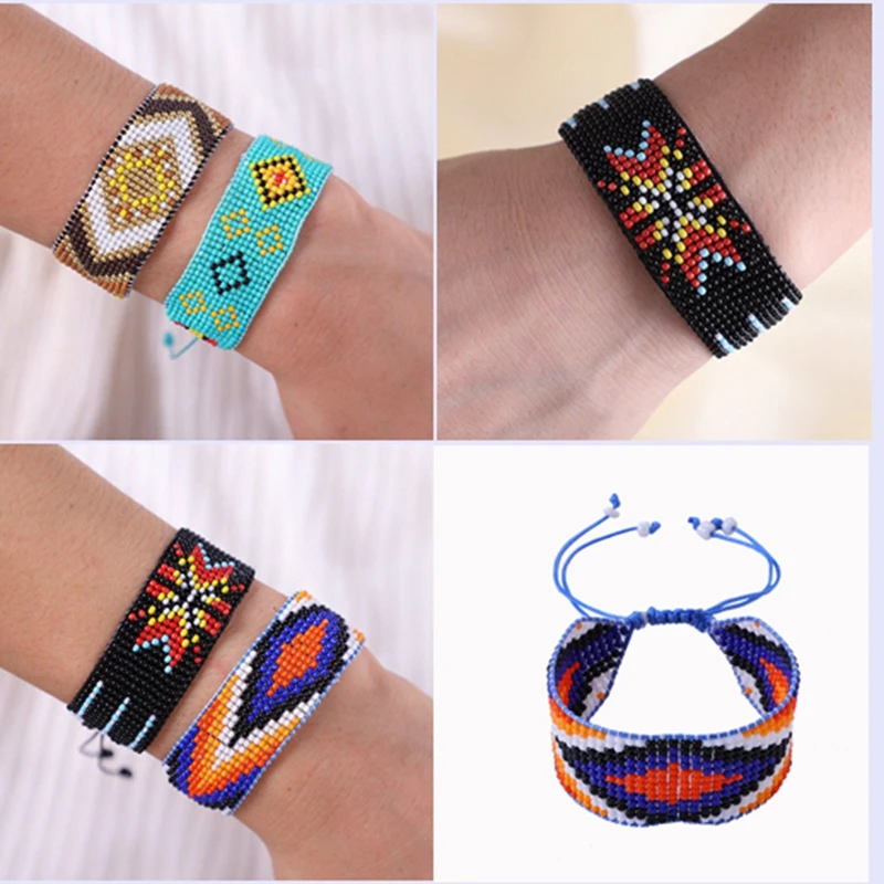 Богемный Браслет из нитей Ретро Ручной Работы Бохо разноцветные стринги шнур
