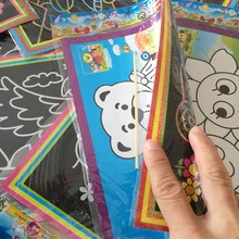 Children DIY Creative Cartoon Color Scratch Card Fun Children Scraping Painting Children Students Scratch Drawing Paper Wholesal