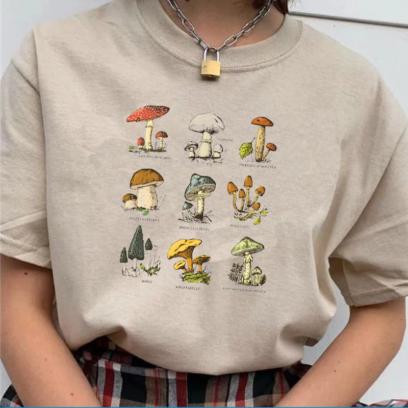 

Mushroom Printed Vintage Fashion Kawaii Aesthetic Grunge Egirl Edgy Graphic Tee Tops Women Oversized T Shirt Streetwear Clothes