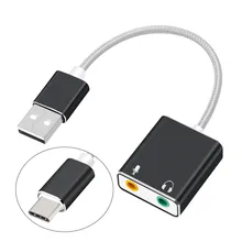 USB Earphone Audio-Adapter Computer Laptop PC Sound-Card Macbook External for Type-C/usb