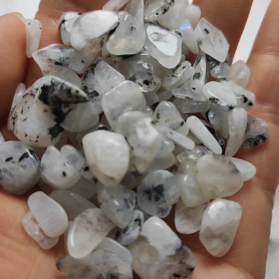 Natural White Moonstone Crystal Quartz Polishing Gravel Reiki Healing Chips Natural Quartz