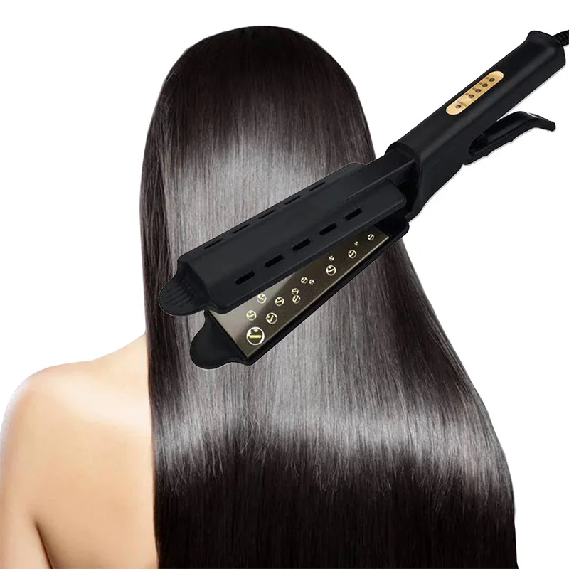 Venting Hair Straightener Universal Voltage 4 Gears Adjustable Temperature Ceramic Tourmaline Anion PTC Heating Hair Flat Iron