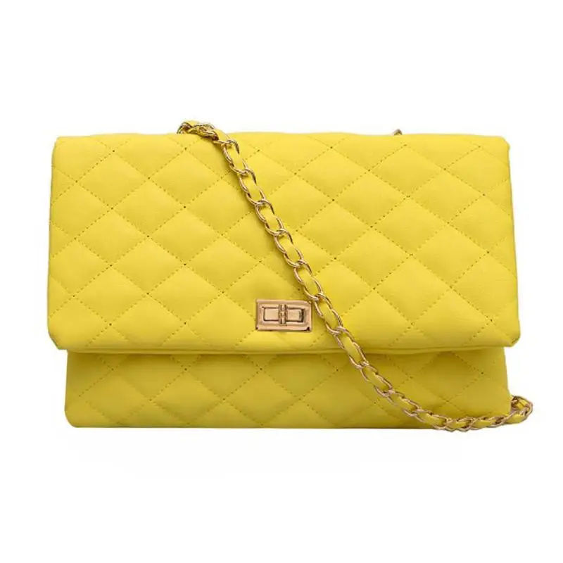 Модная женская сумка с откидной застежкой дизайнерские сумки женские сумки на цепочке сумка-мессенджер кожаная сумка на плечо вечерняя сумка сумки через плечо - Цвет: Yellow