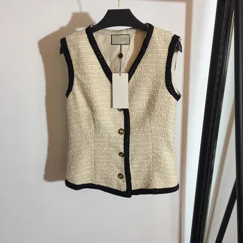 

High Quality Winter New Style Small Fragrant Tweed Fashion All-match Small Vest Jacket Women