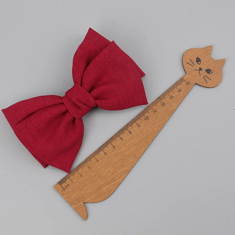 Elegant Handmade Double-Layer Flax Fabric Bow Hair Clip