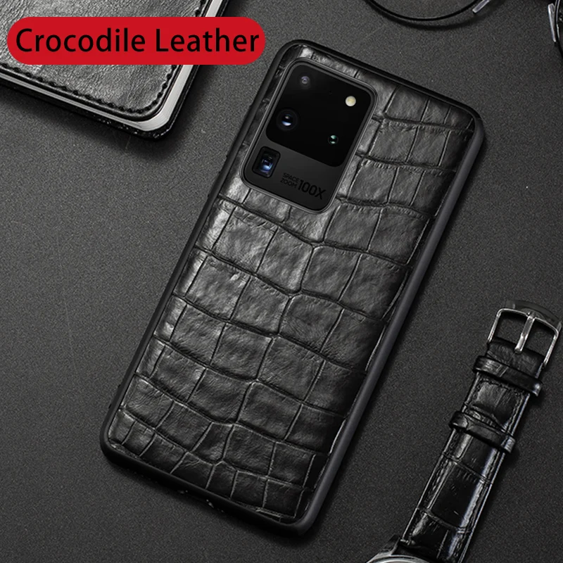 Natural Crocodile Leather Phone Case For Samsung Galaxy S20 Ultra S10 Plus S10e Cases Luxury Alligator Neck Belly Tail Cover Natural Crocodile Leather Phone Case For Samsung Galaxy S20 Ultra S10 Plus S10e Cases Luxury Alligator Neck Belly Tail Cover