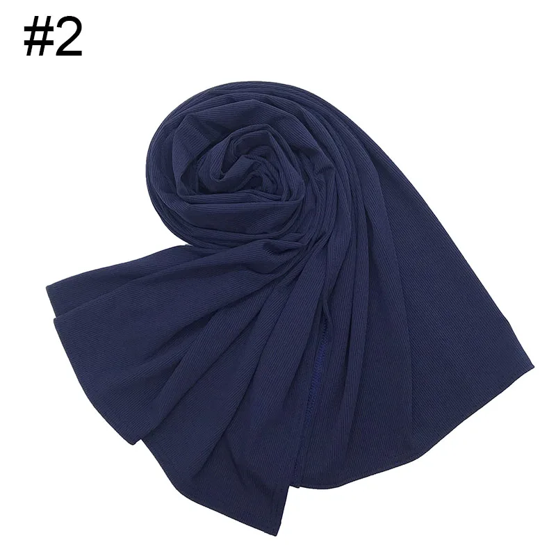 Премиум ребристый Джерси-шарф высокого качества зимние женские мусульманские эластичные хиджабы - Цвет: 2