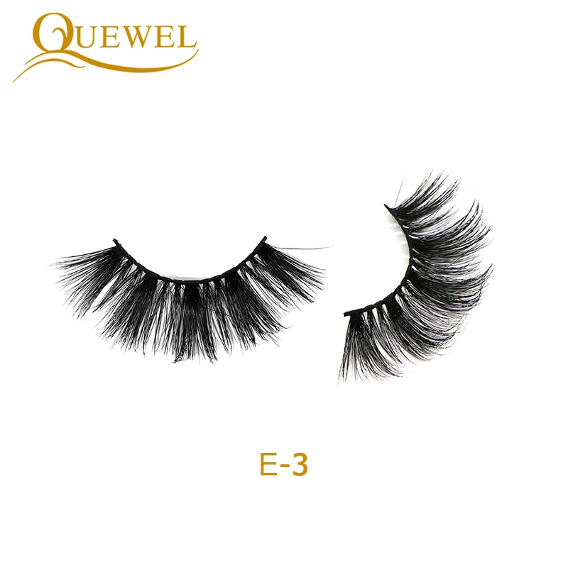 E-03 Quewel,, норковые накладные ресницы, без грубости, 25 мм, 3D, длинные, норковые ресницы, толстая полоска, ручная работа, многоразовая, популярная косметика для ресниц - Цвет: E-03