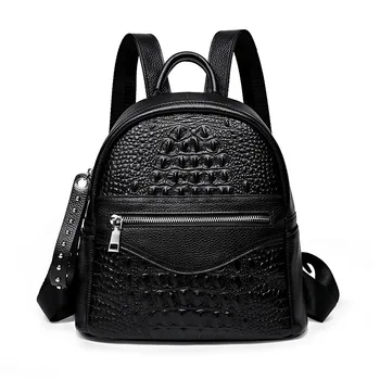 

Mini Backpacks Alligator Back School Backpacks For Teen Girls Women Genuine Leather Cute Small Backpack Female Fashion Bagpack
