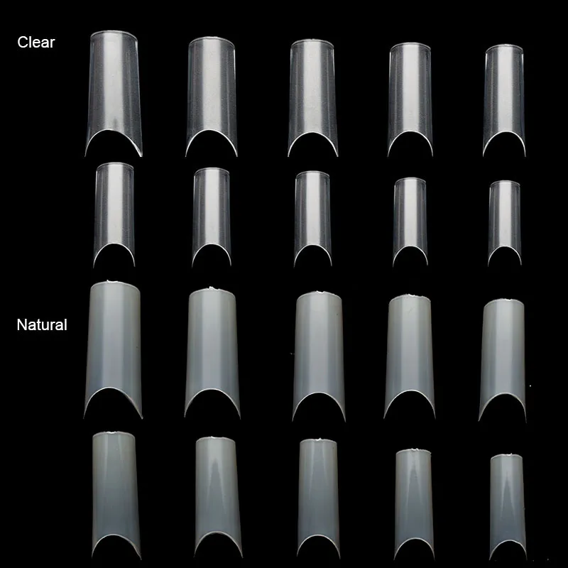 Новые кончики для ногтей 100 шт C изогнутые накладные ногти прозрачный натуральный содержит клей Французский акриловый Набор накладных ногтей JZJ3025