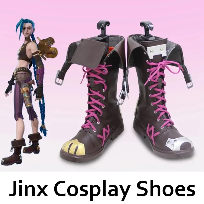 LOL Arcane Jinx ڽ ǻ   Jinx ǻ ҷ īϹ Ƽ  Crit Loli Wig Shoes
