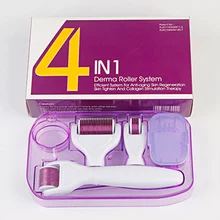 DRS дермальный валик в комплекте 4 в 1 Набор Дерма прокатки системы стерилизованный 300/720/1200 иглы пемза-ролик