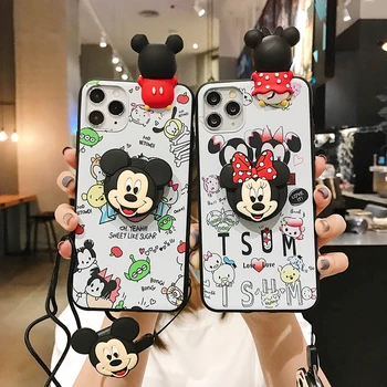 

Cartoon Mickey Minnie Soft Silicone Phone Case With Bracket Neck Rope For Samsung A51 A71 A50 A40 A30 A20 A70 A80 A10 S9S10 Plus