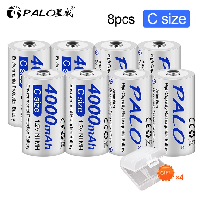 2-8pcs C Size LR14 Rechargeable Battery 4000mAh Type C Battery 1.2V NI-MH Rechargeable C Batteries for Flashlight Gas Cooker 8pcs battery