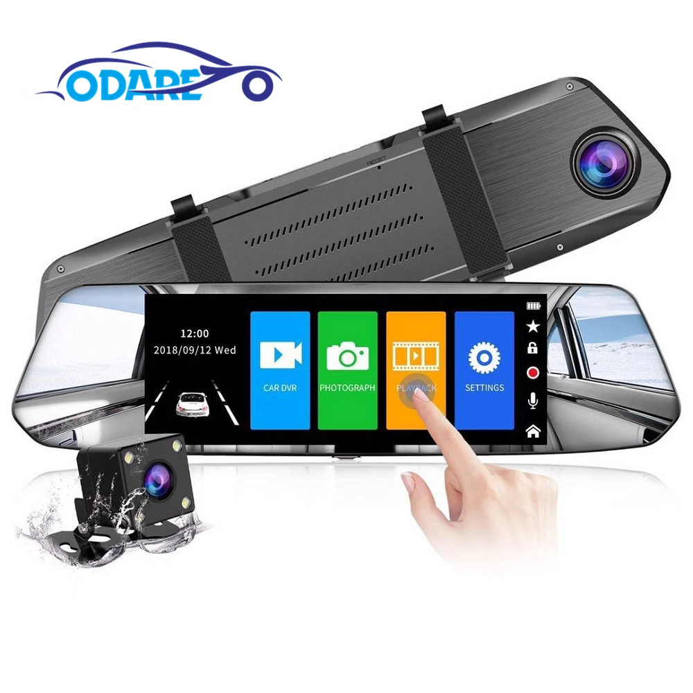 

Odare 7 " Car DVR Rear View Camera Full HD 1080P Dual Lens dvr mirror Video Recorder Dash Cam Night Vision registar car camera