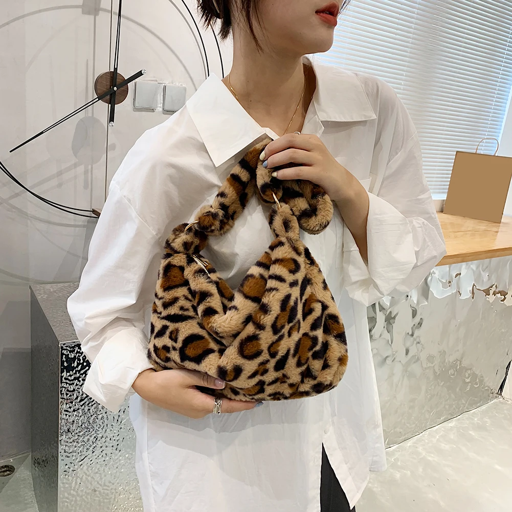 Fashion Checkered Print Shoulder Bag Autumn Winter 2022 INS Fashion Women Plush Bag Handbag Women Tote Bags Shopper bag bolsas