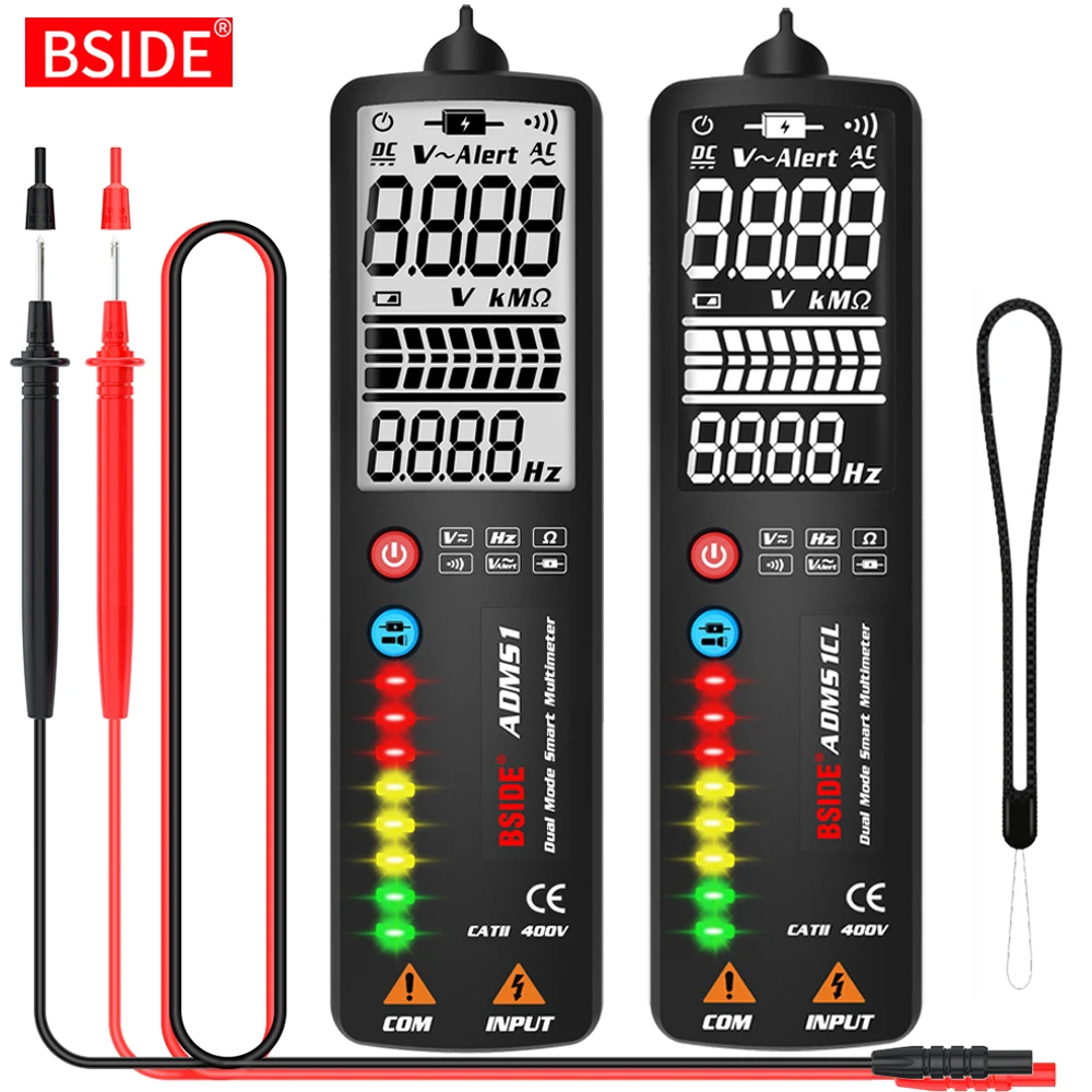 BSIDE Digital Multimeter Voltage Smart Tester 2.4"LCD Non contact Live wire Indicator Automatic multimetro digital profe Tester