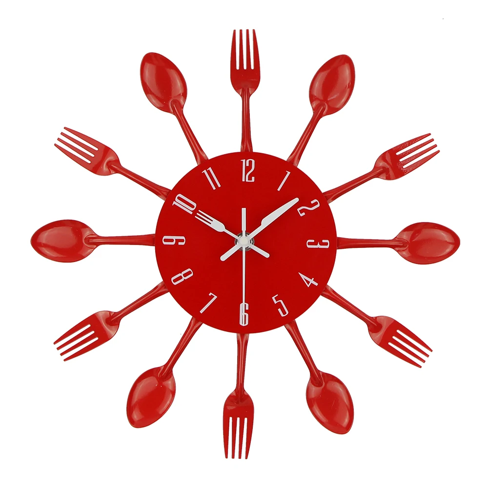 Cutlery Kitchen Wall Clock Spoon Fork Kitchen Quartz Wall Mounted Clocks Modern Design Decorative Horloge Murale Hot Sale Klock 