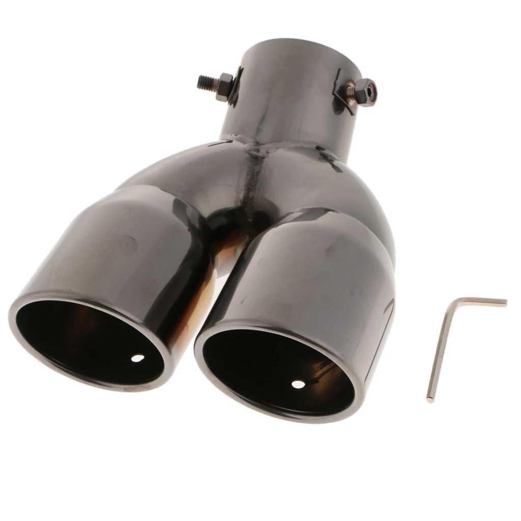 Auto Car Stainless Steel Exhaust Pipe Tail Dual Muffler Tip For Toyota Hyundai IX25 Black