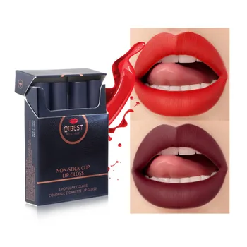 

Matte Cigarette Lipstick 4 Colors Velvety Lip Gloss Set Moisturizing Long Lasting Waterproof Liquid Lipstick Smoke Tube Lip Stic