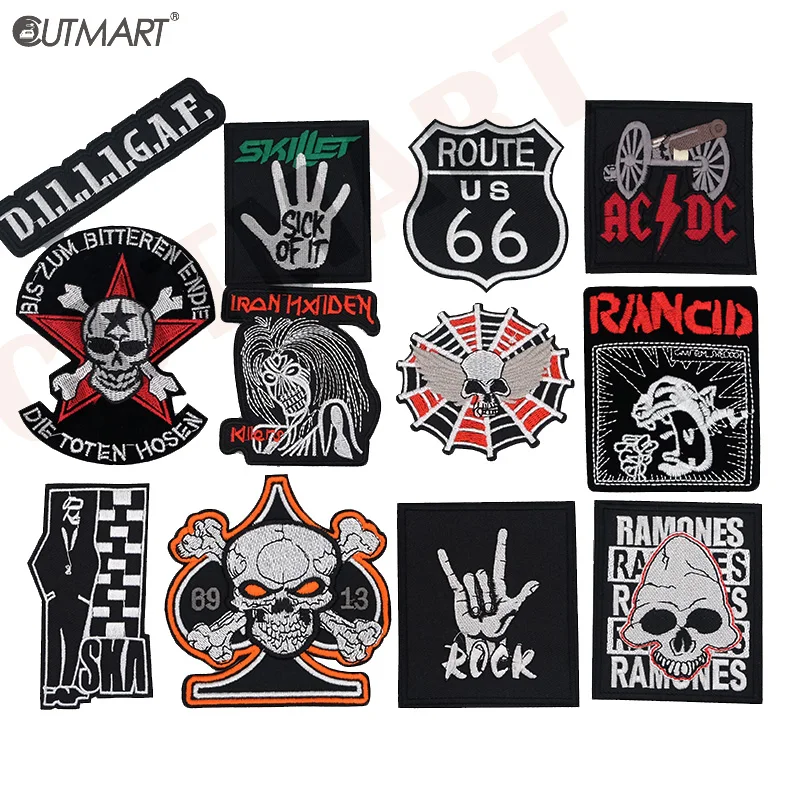 

Rock Heavy Metal Band Iron On Patches For Clothing Diy Punk Embroidered Stripe Patches Appliqued Badge Stickers For Clothing