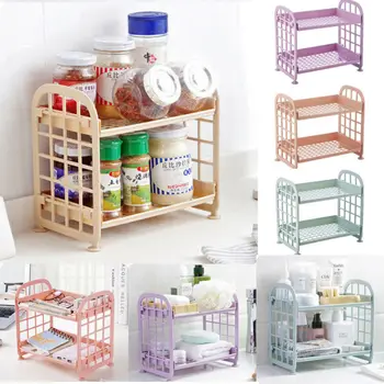 

HOT 2 Layers Kitchen Bathroom Plastic Square Storage Organizer Shelf Rack NEW