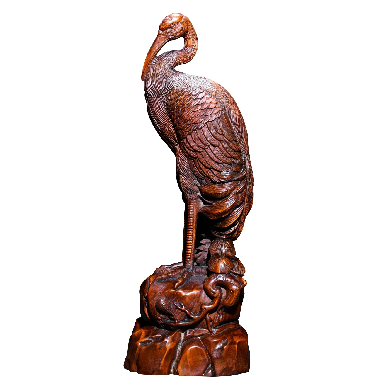 

chinese wood carving wooden carved crane statues indoor home decor Heron sculpture Figurines figurines for interior Decoration