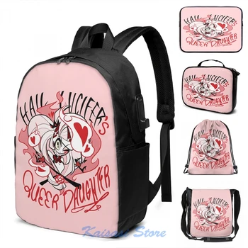 

Funny Graphic print Hail Lucifer's Queer Daughter USB Charge Backpack men School bags Women bag Travel laptop bag