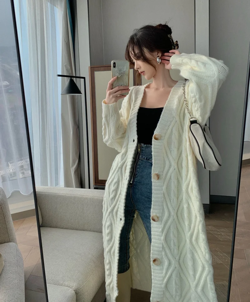 

Autumn And Winter Women's Korean Style Wild Temperament Twist Sweater Knitted Cardigan Coat Jacket