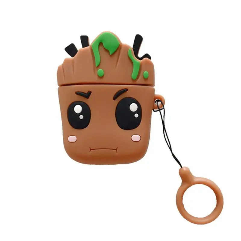 

Soft Silicone Cartoon Tree Pattern Protective Case Shockproof Cover Skin Protector with Lanyard for Airpods 1/2 Charging Box