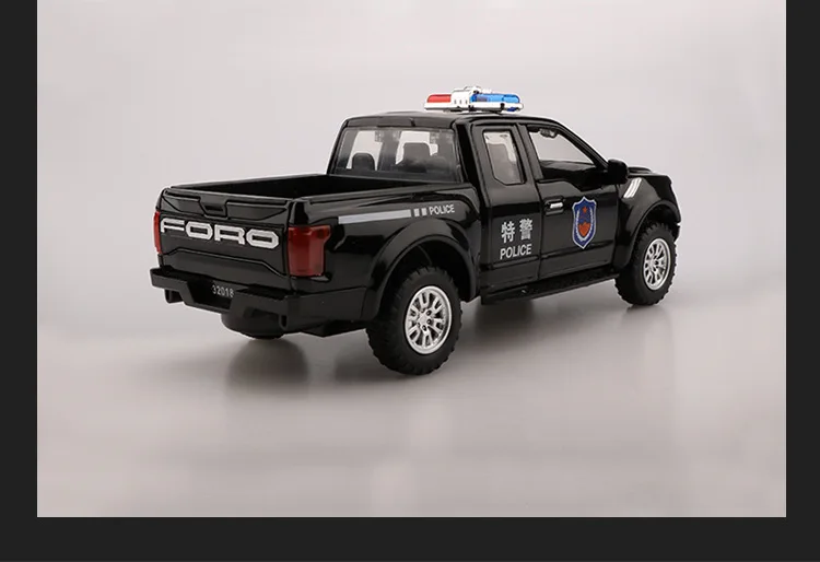 Горячий подарок 1:32 Ford F150 полицейская звукосниматель сплава модель, имитация металлического звука и света оттяните назад, детские игрушки