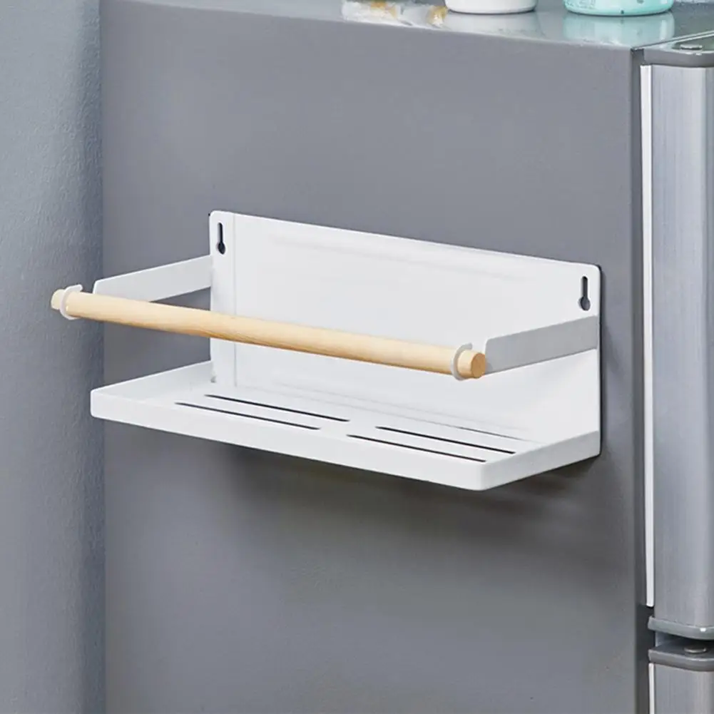Magnetic Refrigerator Spice Steel Rack Kitchen Spice Jars Shelf Paper Towel Hang Holder Food Storage Shelves Organizer