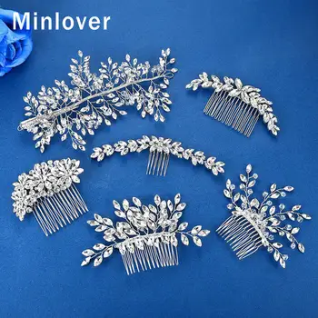 

Minlover Silver Color Women Hair Jewelry Handmade Rhinestone Bridal Hair Combs Ornaments Flower Wedding Hair Accessories FS324