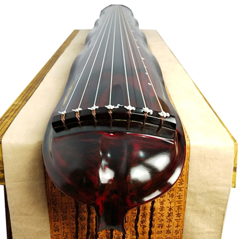 JLM – Guqin avancé de Style feuille de banane cinabre, 7 cordes, Instrument de musique chinois professionnel