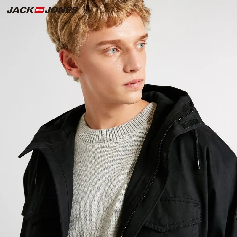JackJones зимняя мужская парка с капюшоном пальто длинная куртка мужская одежда 218409511