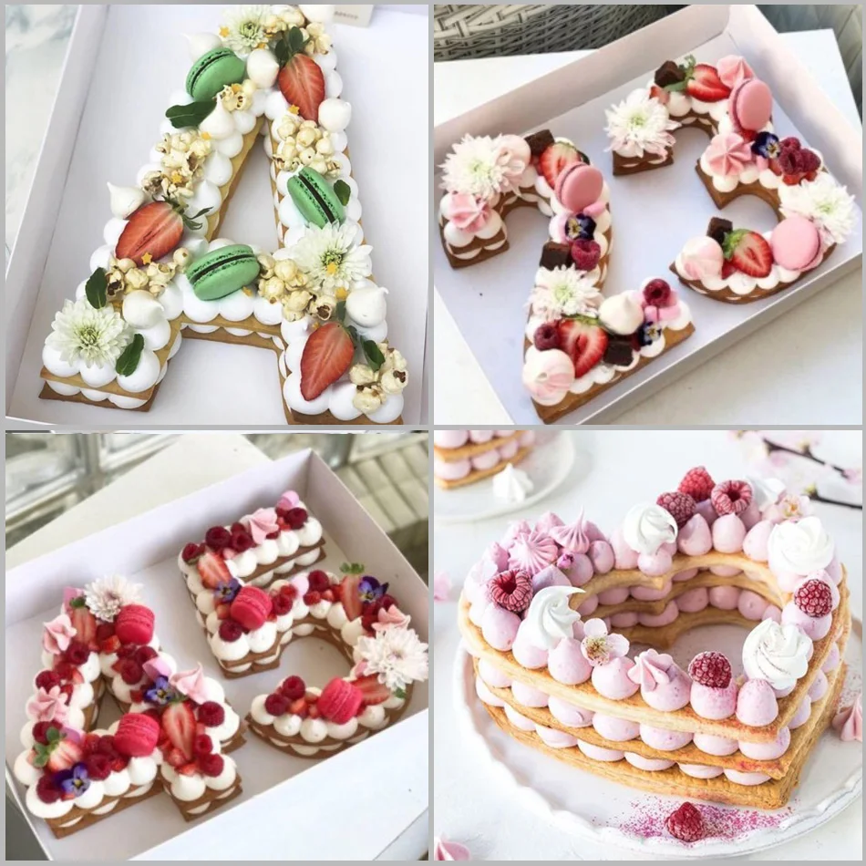 4/6/8/10/12Inch Numbers Cake Letters Mold Set Baking Form Mould Heart Shape  Alphabet Pastry Cake Decoration Tools For Wedding