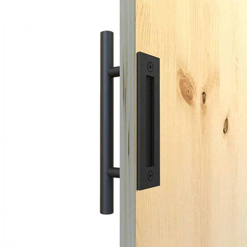 Hardware Sliding Barn Wooden Door Handle Set With Screw Pull And Push Cast Iron