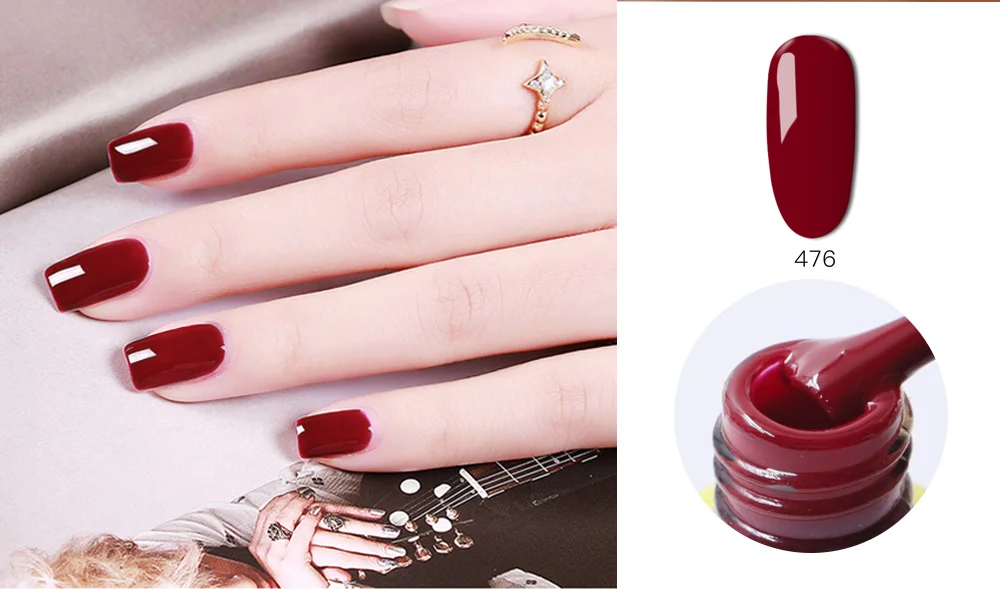 1 pc Nails Gel Polish Classic Red Soak Off Wine Red Color seires UV led lamp Hight quality Long Lasting Gel polish art nail