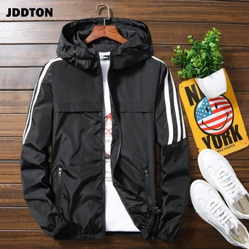 

JDDTON Spring Autumn Men's Patchwork Hooded Jackets Korean Style Loose Casual Windbreaker Fashion Hip Hop Male Streetwear JE453