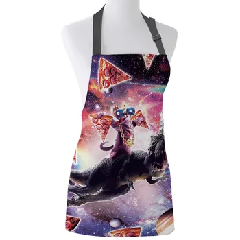 

Kitchen Apron Space Dinosaur Adjustable Canvas Aprons for Men Women Kids Home Cleaning Tools