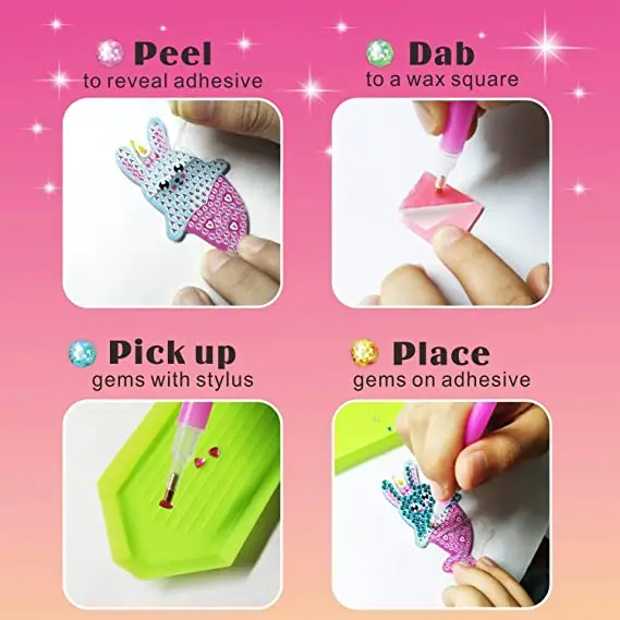 Gem Painting Kit Make Your Own Keychains Diamond Art Painting by Numbers  for Girls, Boys, Kids christmas 