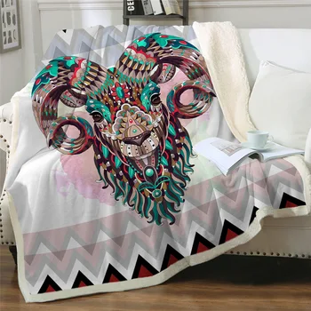 

2020 Rooster Linen Blanket Totem Plush Bedspread Geometric Sherpa Blanket Animal Colorful Bed Fashion blanket