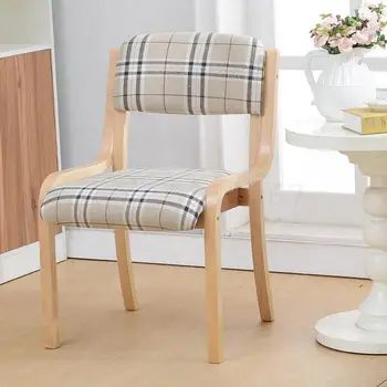 

Real Wood Chair Nordic Table Chair Contracted And Contemporary Cloth Art Back Armchair Hotel Chair Recreational Chair