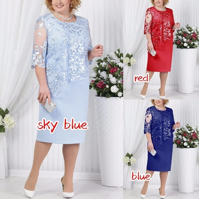 

Women Dress Plus Size for women XXXXXL Sequin lace dress Midi Dress Ladies Party Dress vestidos de fiesta de noche robe femme