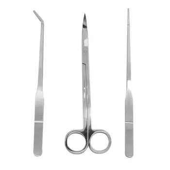

3pcs/lot Stainless Aquarium Tank Aquatic Plant Maintenance Curve Straight Tweezers Curved Scissors Professional Tools Kit Set