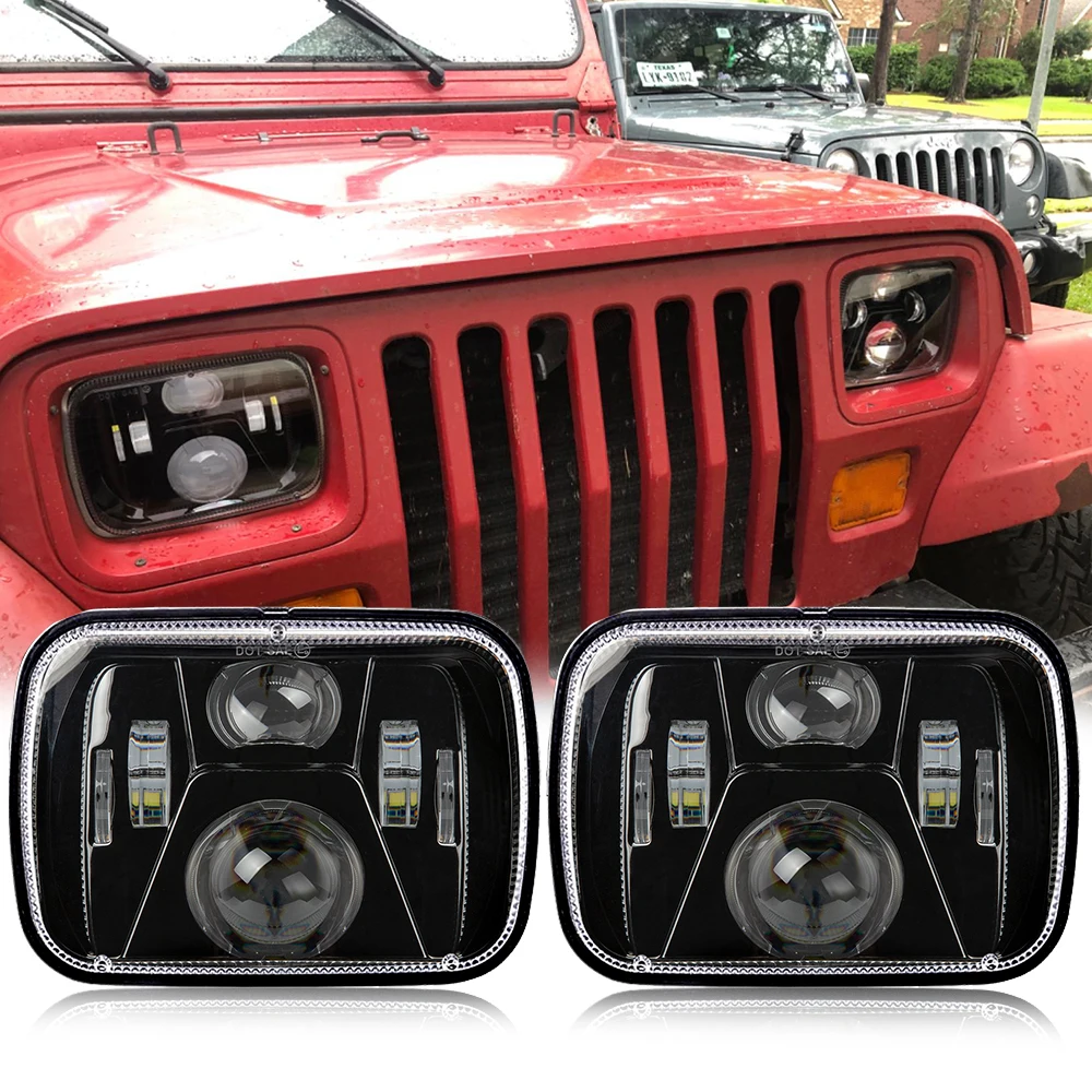 Прямоугольный светодиодный налобный фонарь для jeep Cherokee XJ 5x7 дюймов 6x7 квадратный