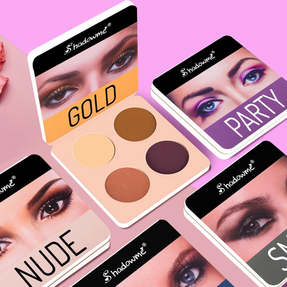 Палитра матовых теней для век 4 цвета мерцающие пигментные дымчатые тени