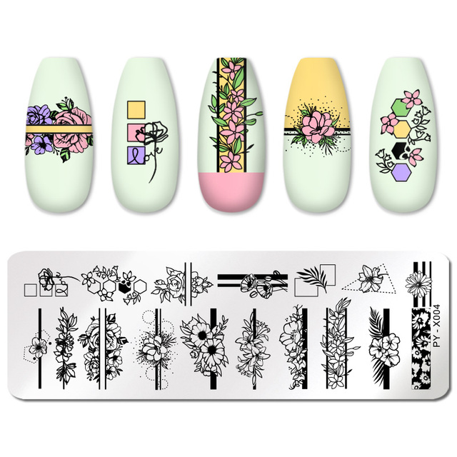 YOU Valentine's Day Nail Stamping Plates Rose Flower Love Theme Nail Art Plate Stainless Steel Nail Design Stencil Tools